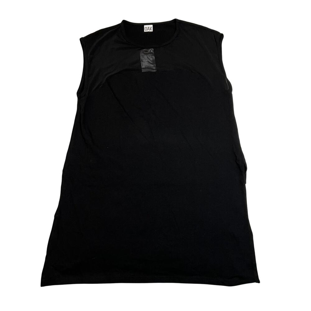 NEW OAK Sleeveless Crewneck Mesh Trim High Low Tank Size S Cotton Casual Neutral
